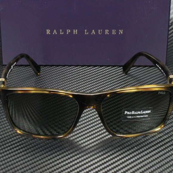Ralph Lauren Polo Havana Green 59mm Men's Sunglasses - Picture 2 of 4